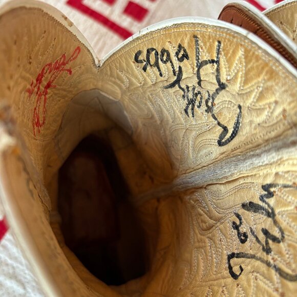 Custom Hammon Cowboy Boots, Women's 8C, PeeWee, Brown & Tan, inlaid tops - Picture 10 of 11